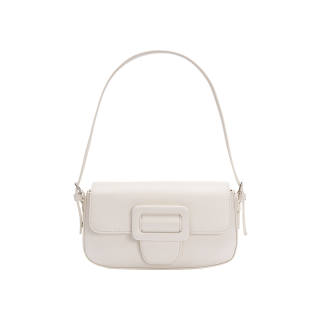 MERIMIES Pu Premium Aesthetic Design Girlish Versatile Shoulder Bag Baguette Bag Medium Women's White