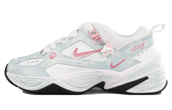 Nike Nike M2K Tekno Gueper Manufacturing, Meow Claw Baby Rattles Low top Chunky Sneakers Women's Blue Pink