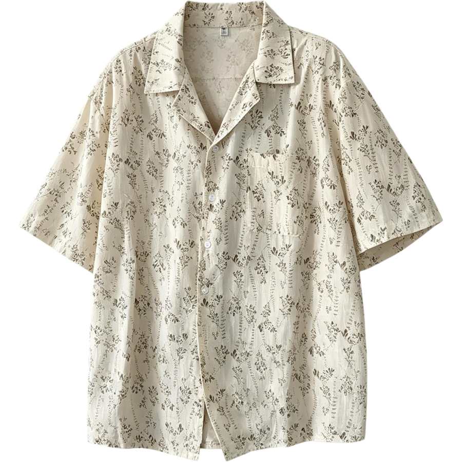 Lnga Landgre Shirts Men's Apricot Cuban Collar Thin Other
