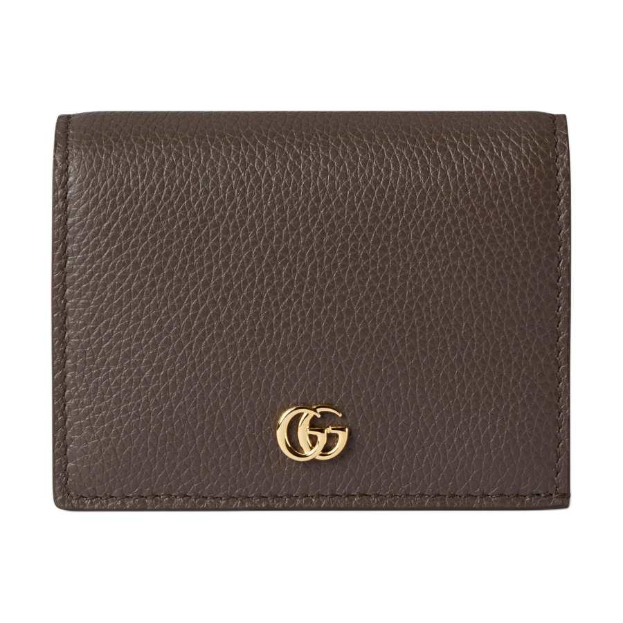 GUCCI GG Marmont Leather Wallet Small Women's Dark Taupe Umber