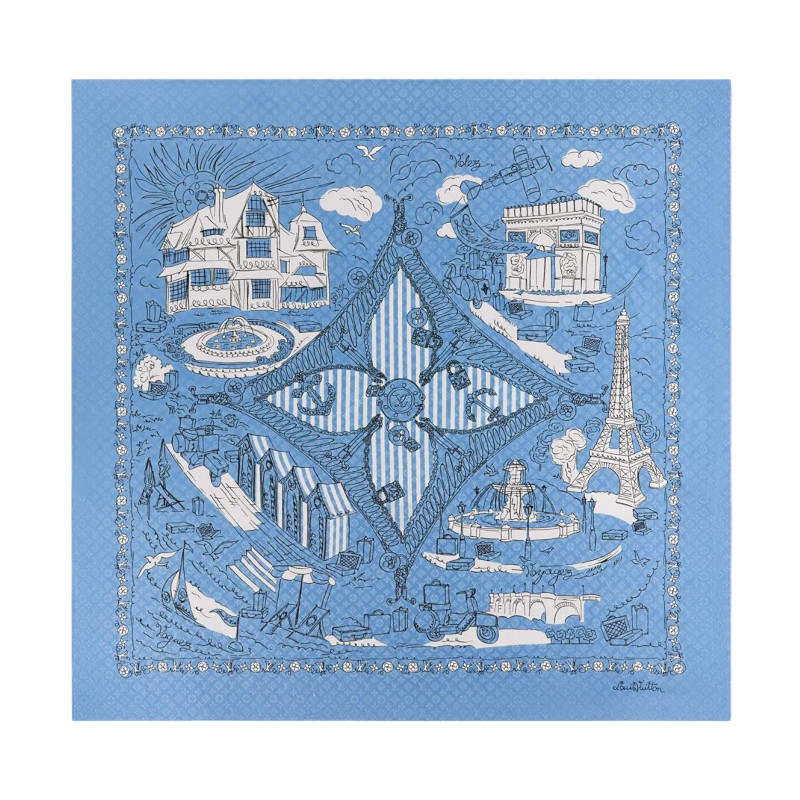 LOUIS VUITTON LOUIS VUITTON Sheep Wool Shawls Women's Blue
