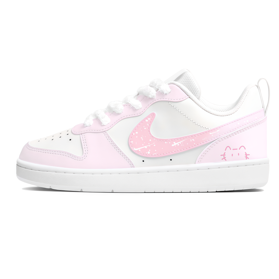 Nike Nike Court Borough Milk Puff Leather Low top Kids' Skateboarding Shoes Pink Teenagers
