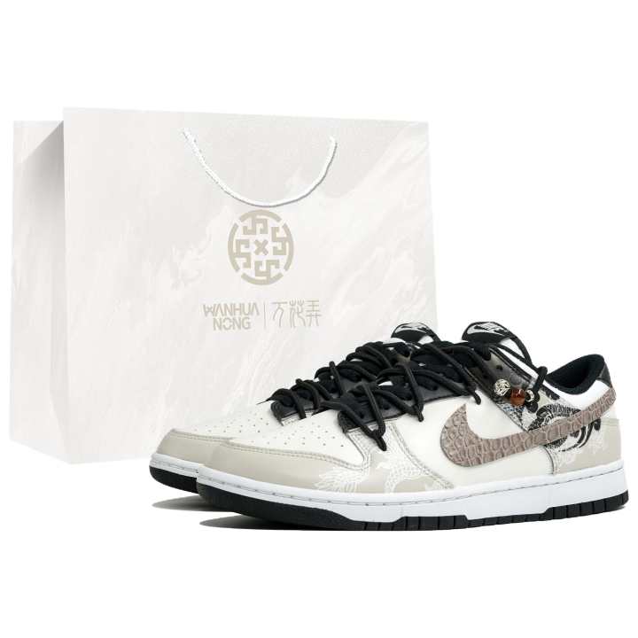 Nike Nike Dunk Kaleidoscope, Hidden Dragon, Shopping Bag Abrasion Resistant Low top Skateboard Shoes Men's Black Gray