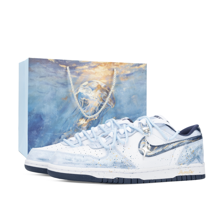 Nike Nike Big Monster Lab, Shijieshixing Low top Skateboard Shoes Unisex White Blue
