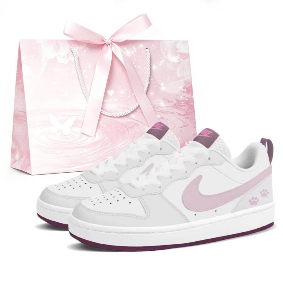 Nike Nike Court Borough Vintage Claws Leather Slip Resistant Abrasion Resistant Low top Skateboard Shoes Unisex Smoke Pink