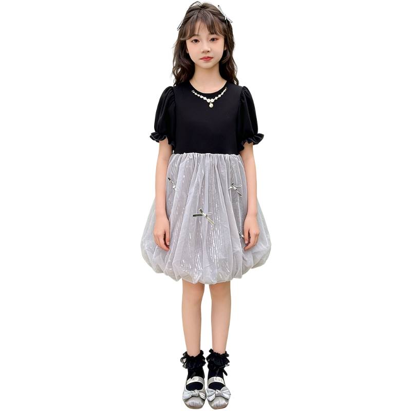 YALU Grade School Dresses Crew Neck Thin Mid Length Stretch