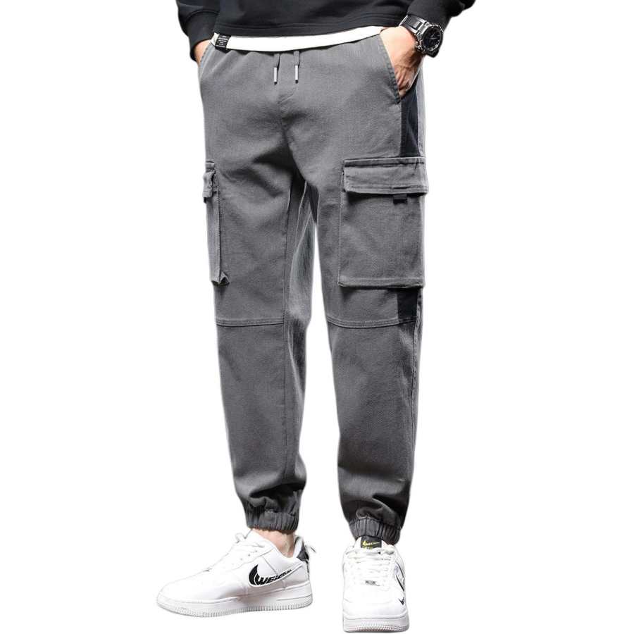 Tonlion Casual Pants Unisex Light Gray Moderate Cargo Pants