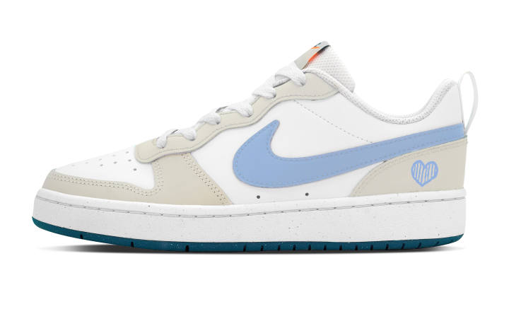 Nike Nike Court Borough 2 Biu Maris Sal Milk White Leather Slip Resistant Abrasion Resistant Low top