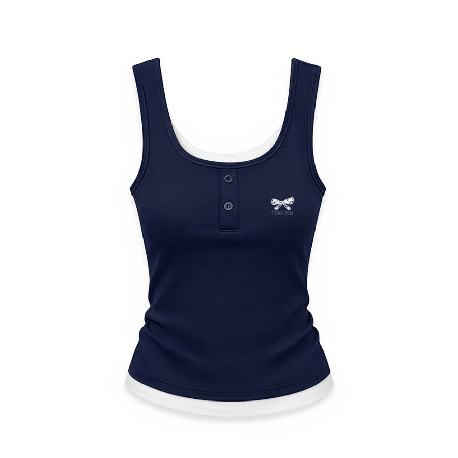 Tonlion Tank Tops Women's Double Collar Moderate Straight Fit