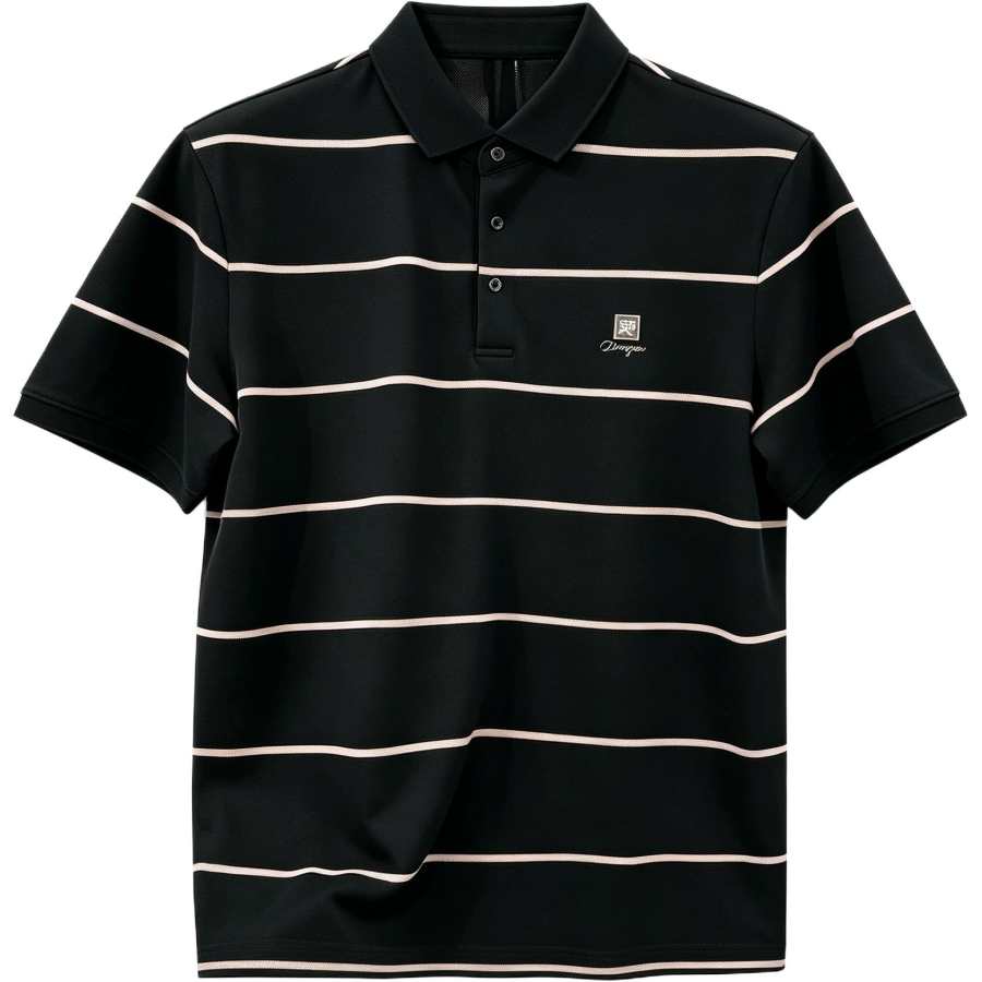 Lnga Landgre Polo Shirts Men's Black Polo Collar Moderate Straight Fit