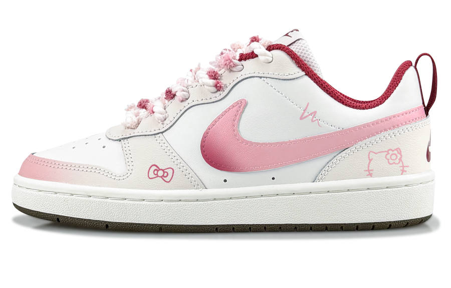 Nike Nike Court Borough Pink Cute Kitten Synthetic Leather Kids' Skateboarding Shoes Pink Unisex