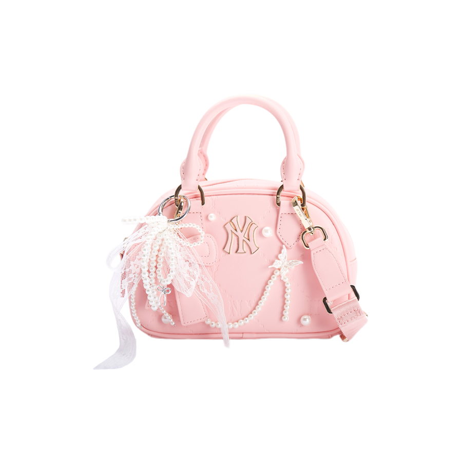 MLB Artificial Leather Bubble Jellyfish, Pink Pearl Beauty Boston Bag, Crossbody Handbag Regular Kids' Pink