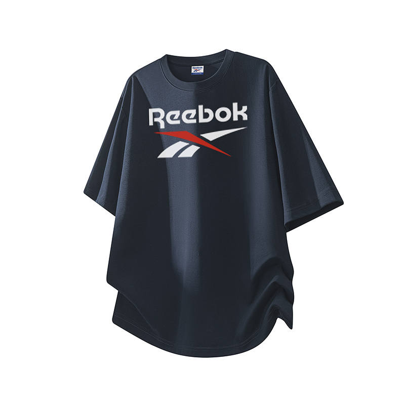 Reebok T Shirts Unisex Navy Blue Crew Neck Moderate Straight Fit