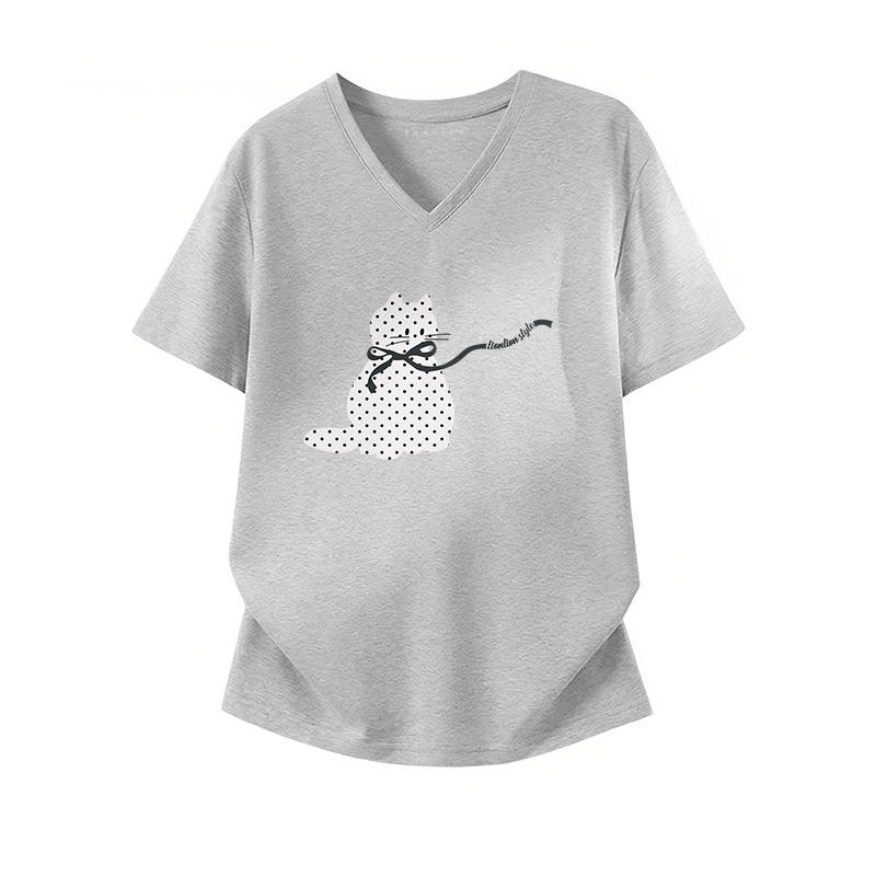Tonlion T Shirts Women's V Neck Moderate Straight Fit