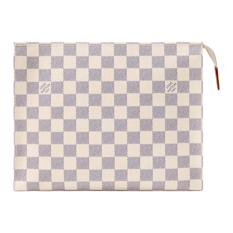 LOUIS VUITTON Poche Toilette Damier Azur Coated Canvas Toiletry Bag Toiletry Bag Women's Beige