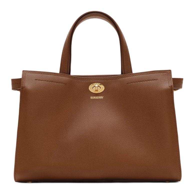 Burberry Cotswolds Cow Leather Tote Bag, Shopping Bag, Handbag Small Women's Hazelnut Brown