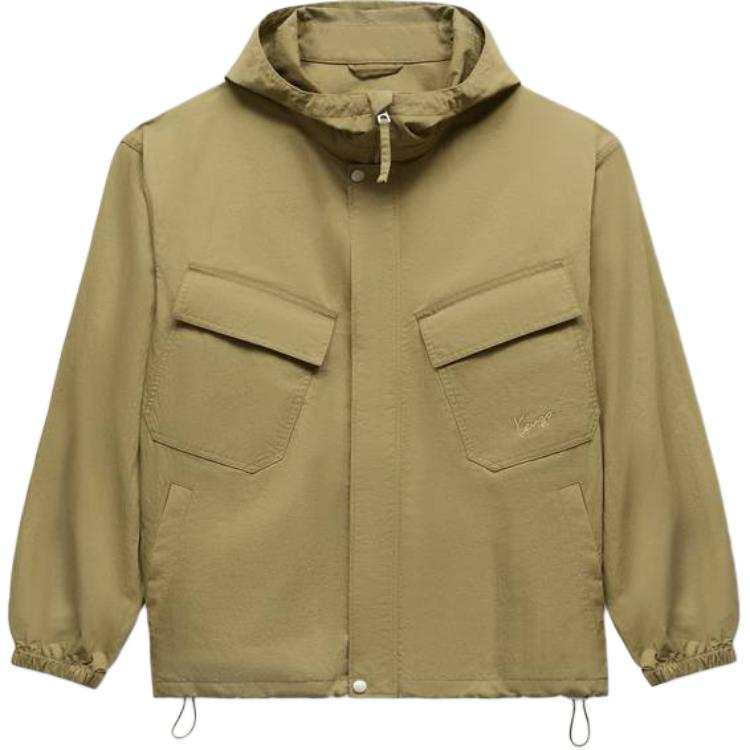 KENZO Jackets Men's Khaki Hooded Non Detachable Moderate Straight Fit