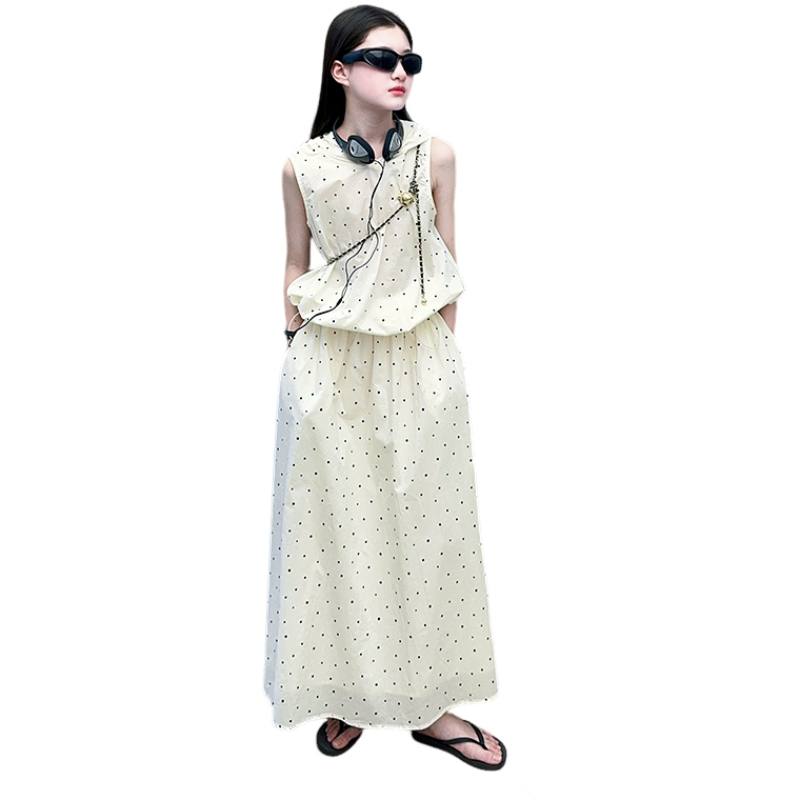 YALU Grade School Two Piece Skirt Sets Hooded Thin Long