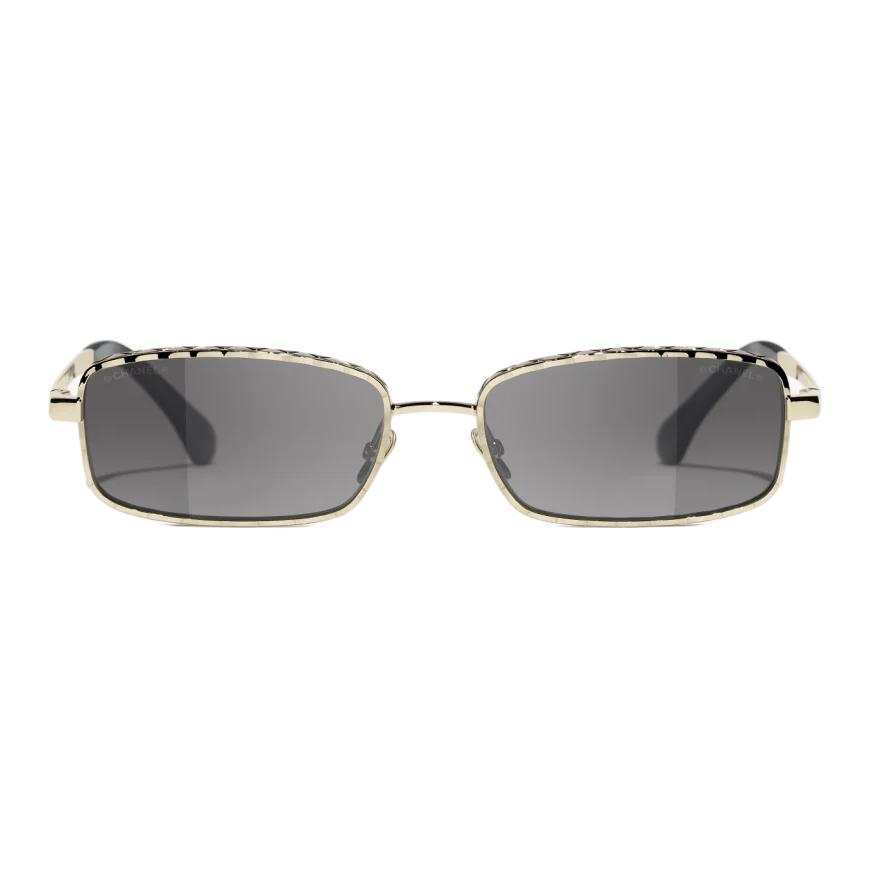 CHANEL CHANEL Metal Rectangular Sunglasses Unisex Gold