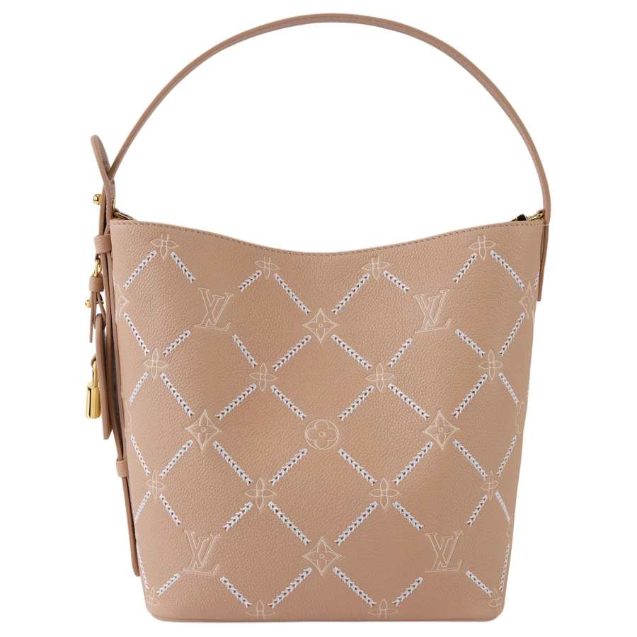 LOUIS VUITTON Cow Leather Bucket Bag Handbag Medium Women's Coffee