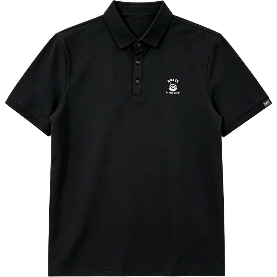 Lnga Landgre Polo Shirts Men's Black Polo Collar Moderate Straight Fit