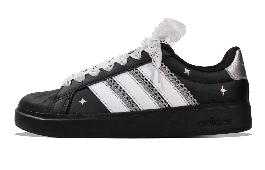 Adidas Adidas Street Talk Phantom Ballet Leather Low top Kids' Skateboarding Shoes Black White Teenagers