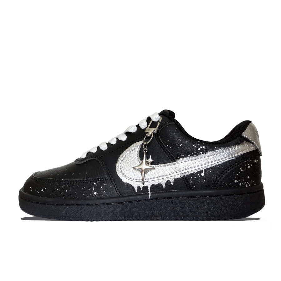 Nike Nike Court Vision Low Dark Night Iridescent Leather Slip Resistant Abrasion Resistant Low top Skateboard Shoes Unisex