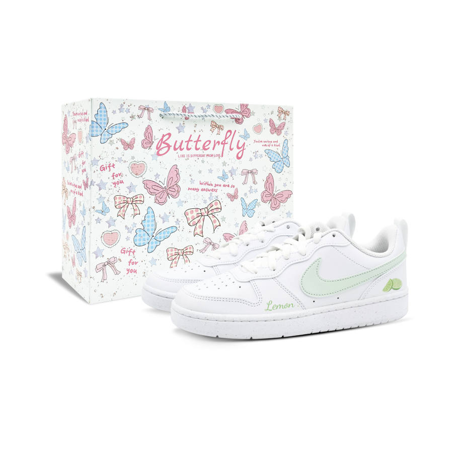 Nike Nike Court Borough Lime BOX Low top Kids' Skateboarding Shoes Green White Teenagers