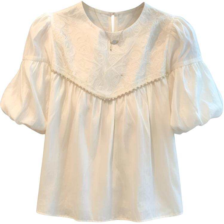DUSHE T Shirts Women's Apricot Crew Neck Thin Straight Fit