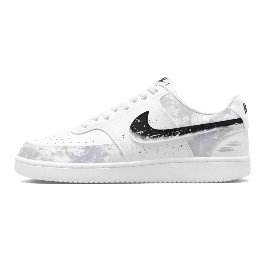 Nike Nike Court Vision 1 White Ink Song Slip Resistant Abrasion Resistant Low top Skateboard Shoes Men's Black White