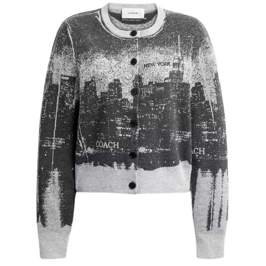 COACH Sweaters Women's Gray Crew Neck Moderate Straight Fit