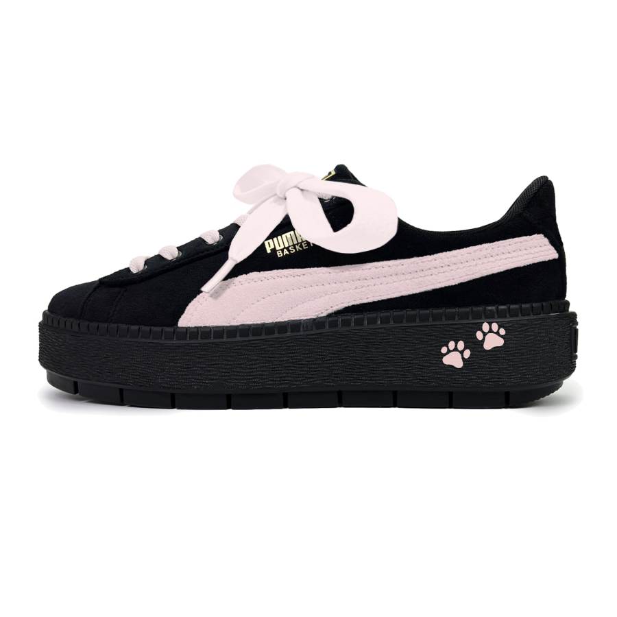 PUMA Platform Trace Pink Seal Cat Abrasion Resistant Lightweight Breathable Height Increasing Low top Skateboard Shoes