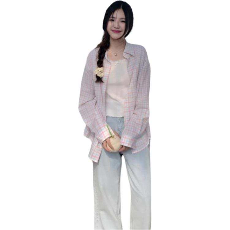 JBBCN JBBCN Shirts Women's Multicolor Plaid Lapel Thin Other
