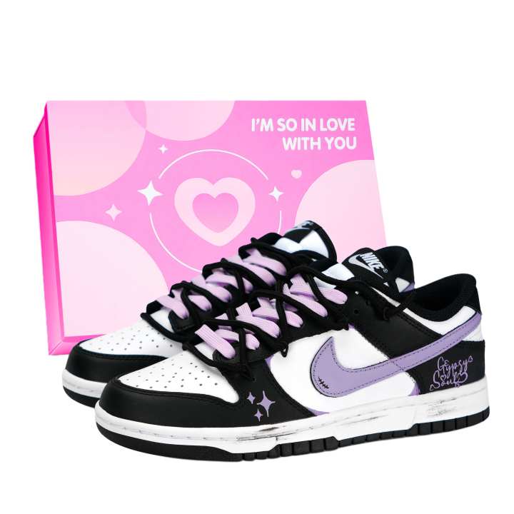 Nike Nike Dunk Black White, Star Rhythm Purple Soul Leather Low top Skateboard Shoes Unisex Purple