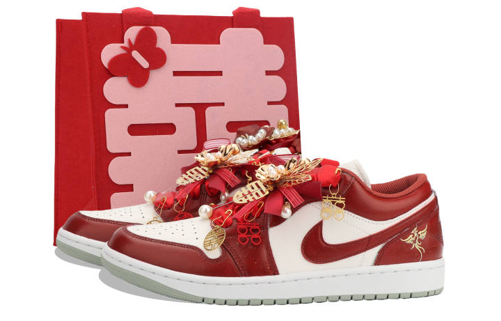 Jordan Jordan Air Jordan 1 Jiangjin Moon, Phoenix Love, New Chinese Style Wedding Shoes Cushioning Slip Resistant Low top