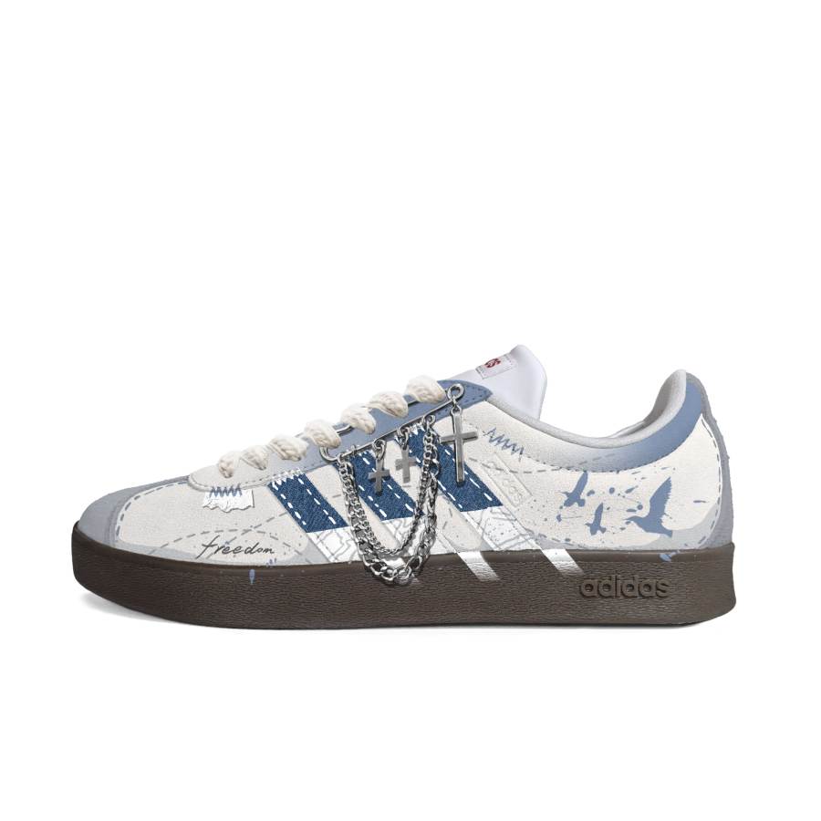 Adidas Adidas VL COURT 2.0 Cushioning Abrasion Resistant Low top Skateboard Shoes Unisex Blue