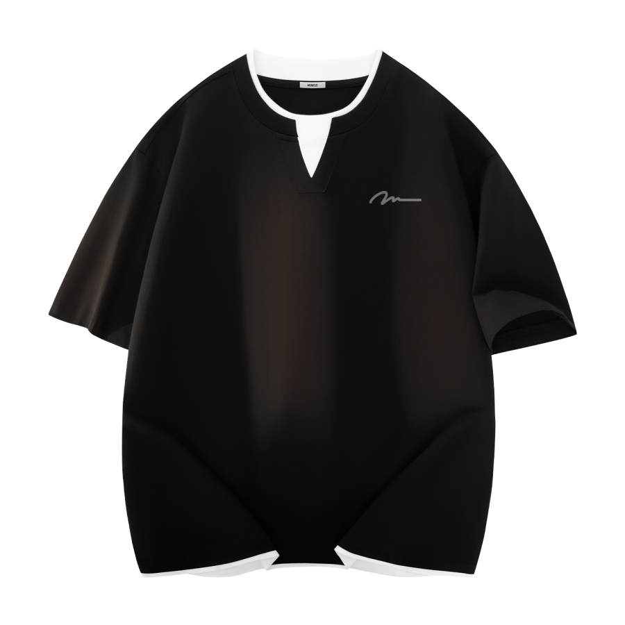 MINISO MINISO T Shirts Unisex Crew Neck Moderate Mock Two Piece