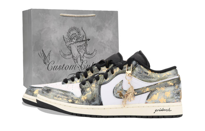 Jordan Jordan Air Jordan 1 River Soaked Moon, Gold Rush Cushioning Slip Resistant Abrasion Resistant Low top