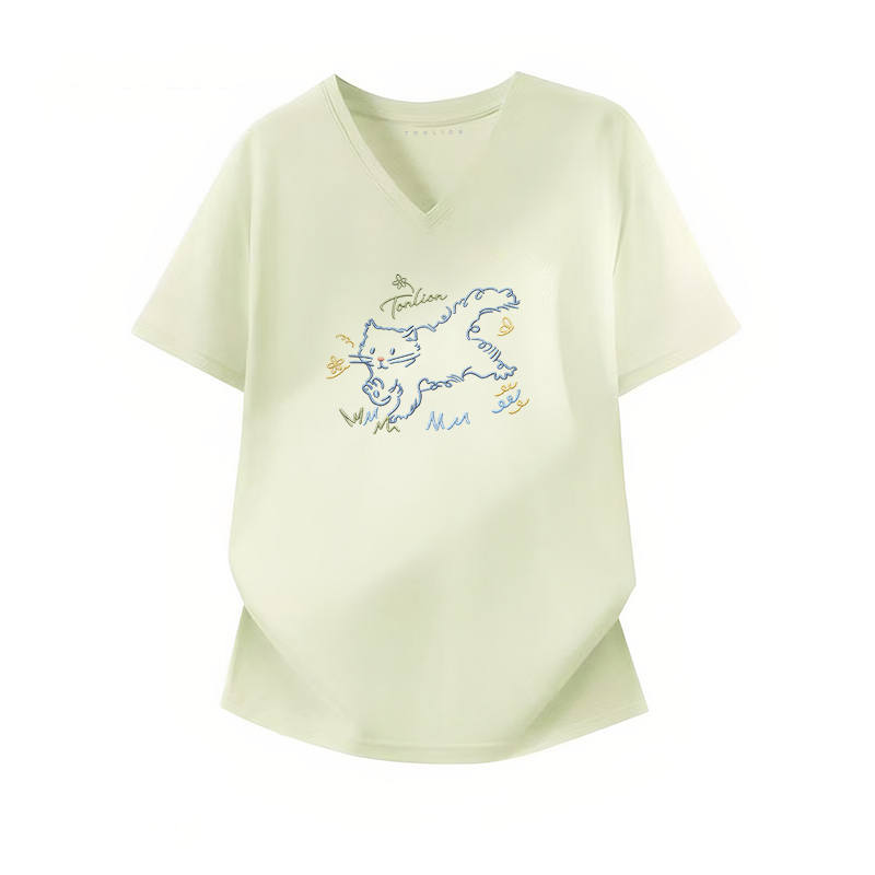 Tonlion T Shirts Women's V Neck Moderate Straight Fit