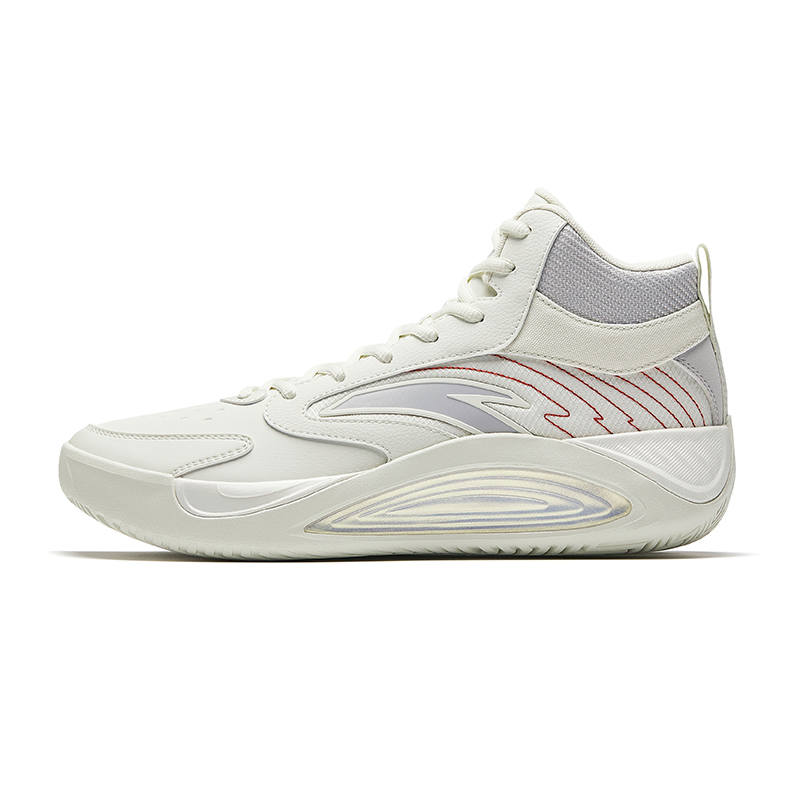 Anta Cushioning Abrasion Resistant Mid top Basketball Shoes Men's Pure Porcelain White