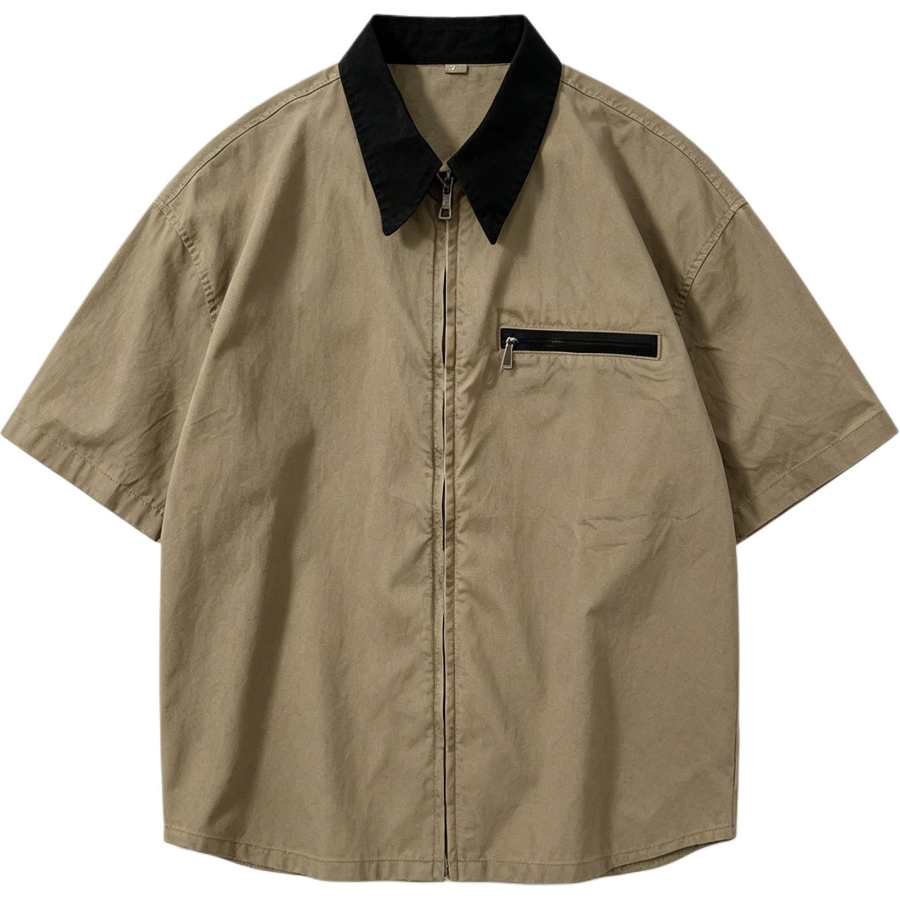 Lnga Landgre Shirts Men's Lapel Thin Workwear