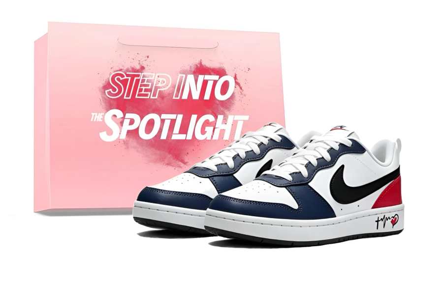 Nike Nike Court Borough Leather Cushioning Abrasion Resistant Low top Kids' Skateboarding Shoes White Blue Red Unisex