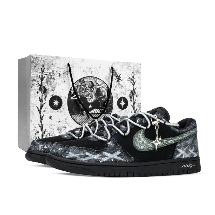 Nike Nike Big Monster Lab, Qiyeno Low top Skateboard Shoes Unisex Black Green Silver