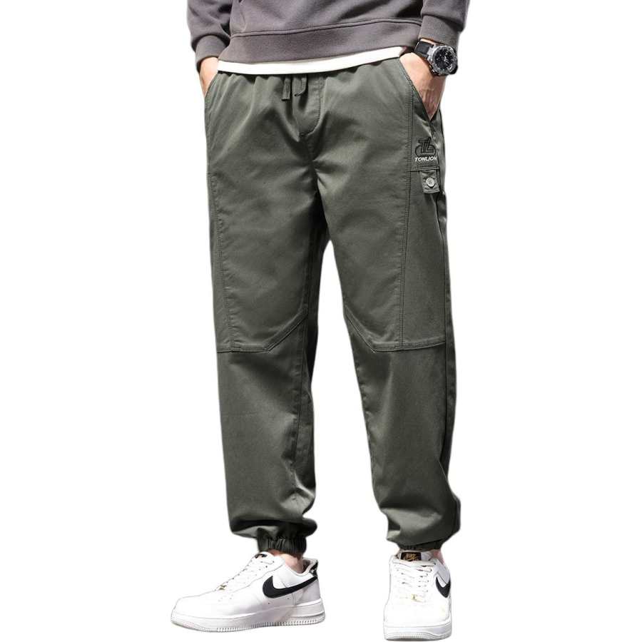 Tonlion Casual Pants Unisex Army Green Moderate Cargo Pants