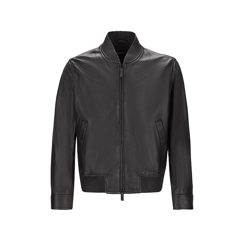 EMPORIO ARMANI Leather Jacket Men's Dark Brown