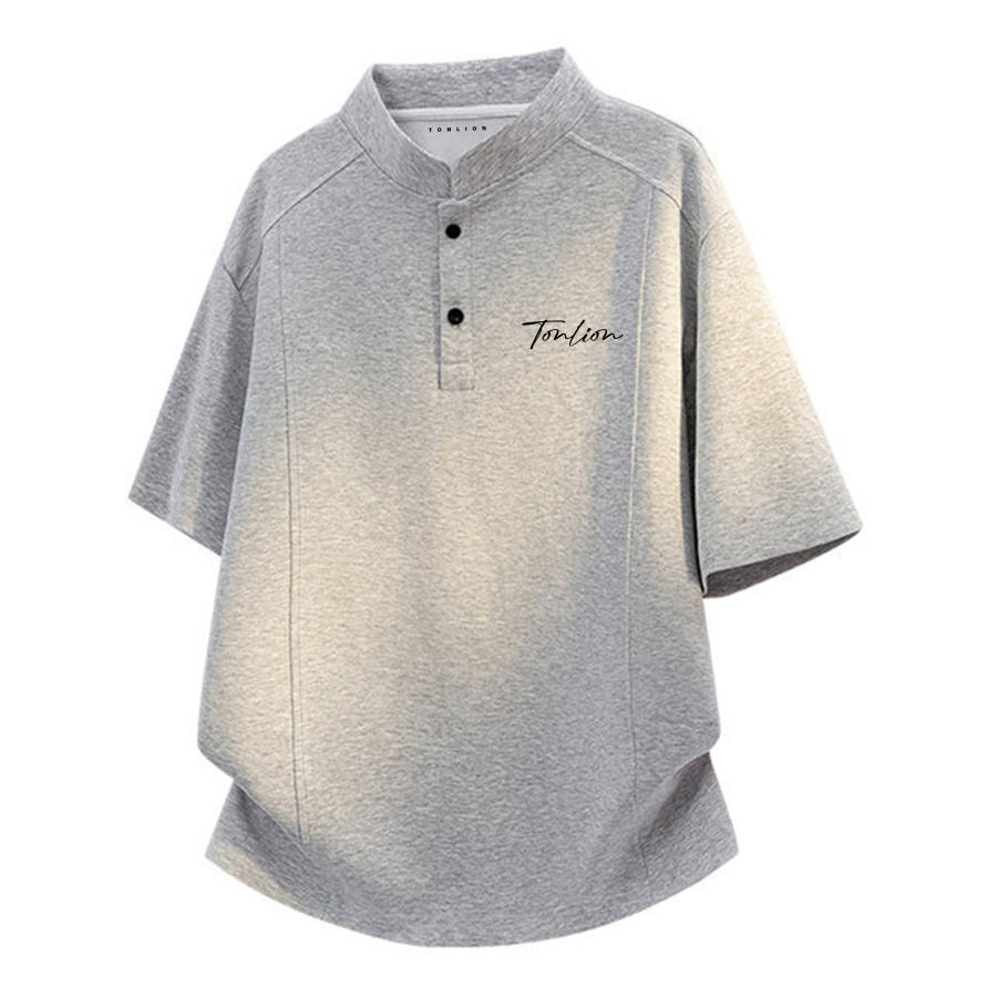 Tonlion T Shirts Unisex Henry Collar Moderate Heavyweight