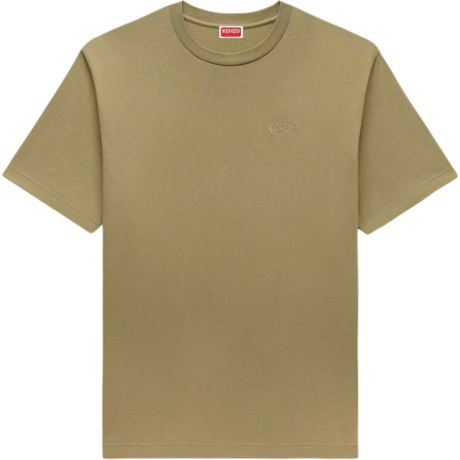 KENZO T Shirts Men's Khaki Crew Neck Moderate Straight Fit