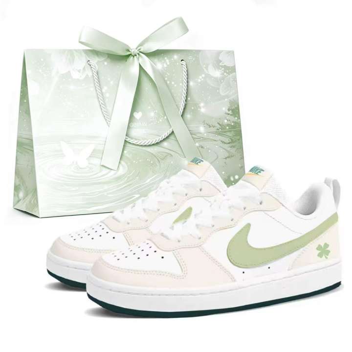 Nike Nike Court Borough 2 Lucky Four Leaf Clover Leather Slip Resistant Cushioning Abrasion Resistant Low top
