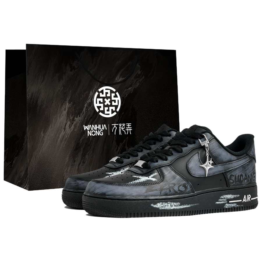 Nike Nike Air Force 1 Wan Hua Nong, Ink Blue Deep Rhythm, Shopping Bag Abrasion Resistant Low top Skateboard Shoes Men's
