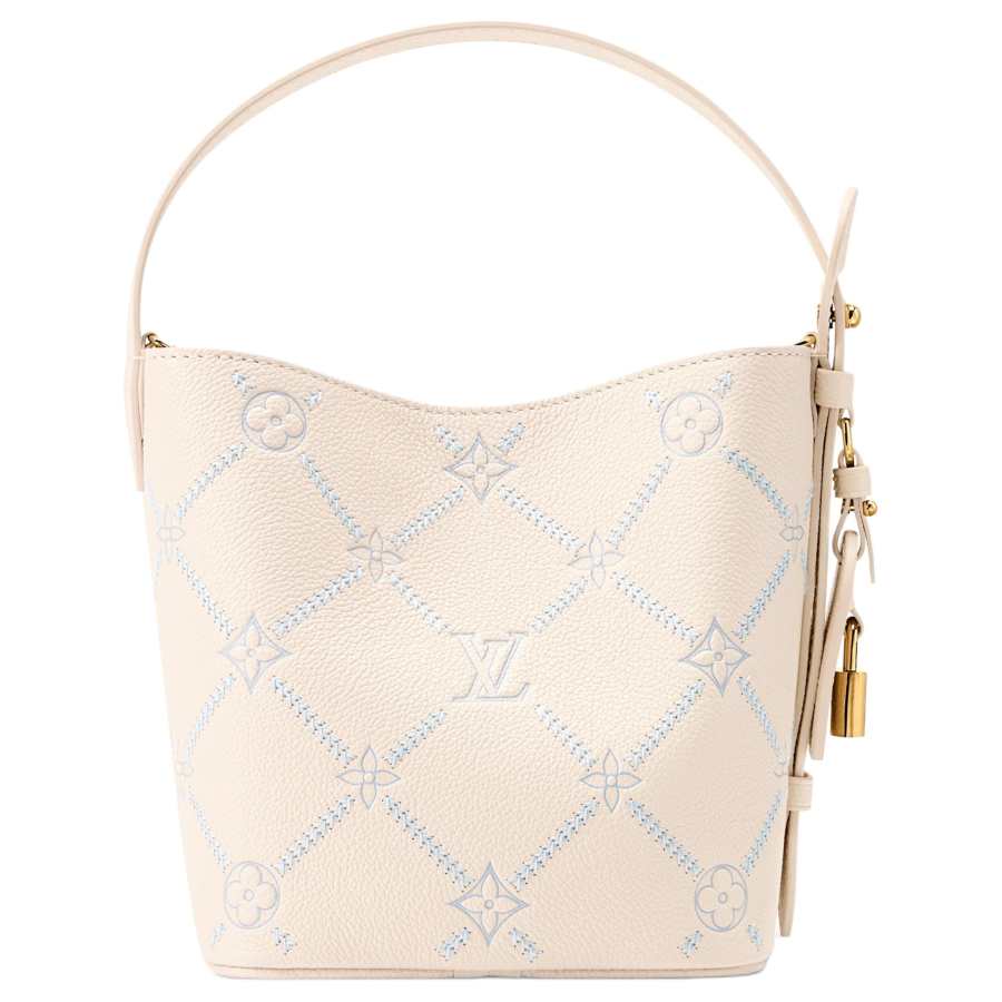 LOUIS VUITTON All In BB Cow Leather Bucket Bag Handbag Small Women's Beige